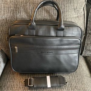 Ben Sherman Briefcase Work Tote Travel Bag with Trolley Strap in PU Leather
